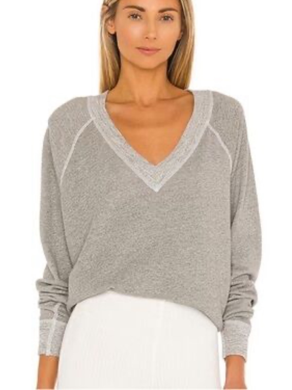 The Great. The V Neck Sweatshirt Gray 2